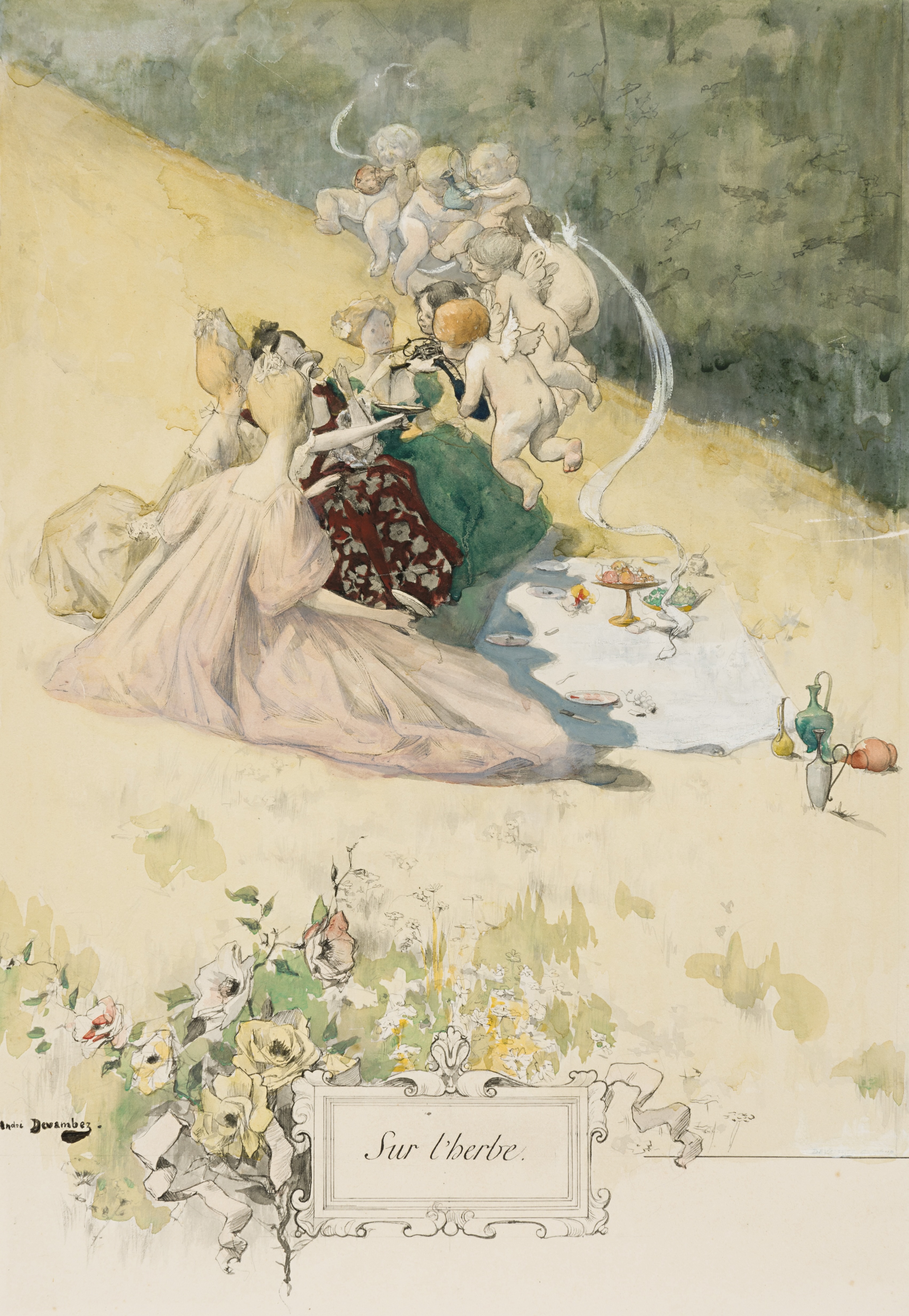 Sur l’herbe: A Group of Figures in a Landscape